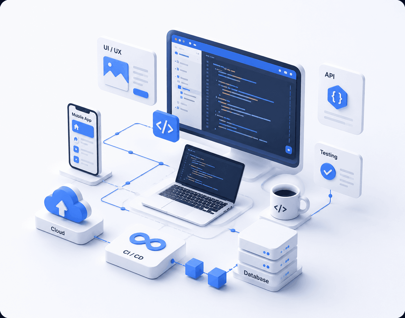 Custom software development platform illustration