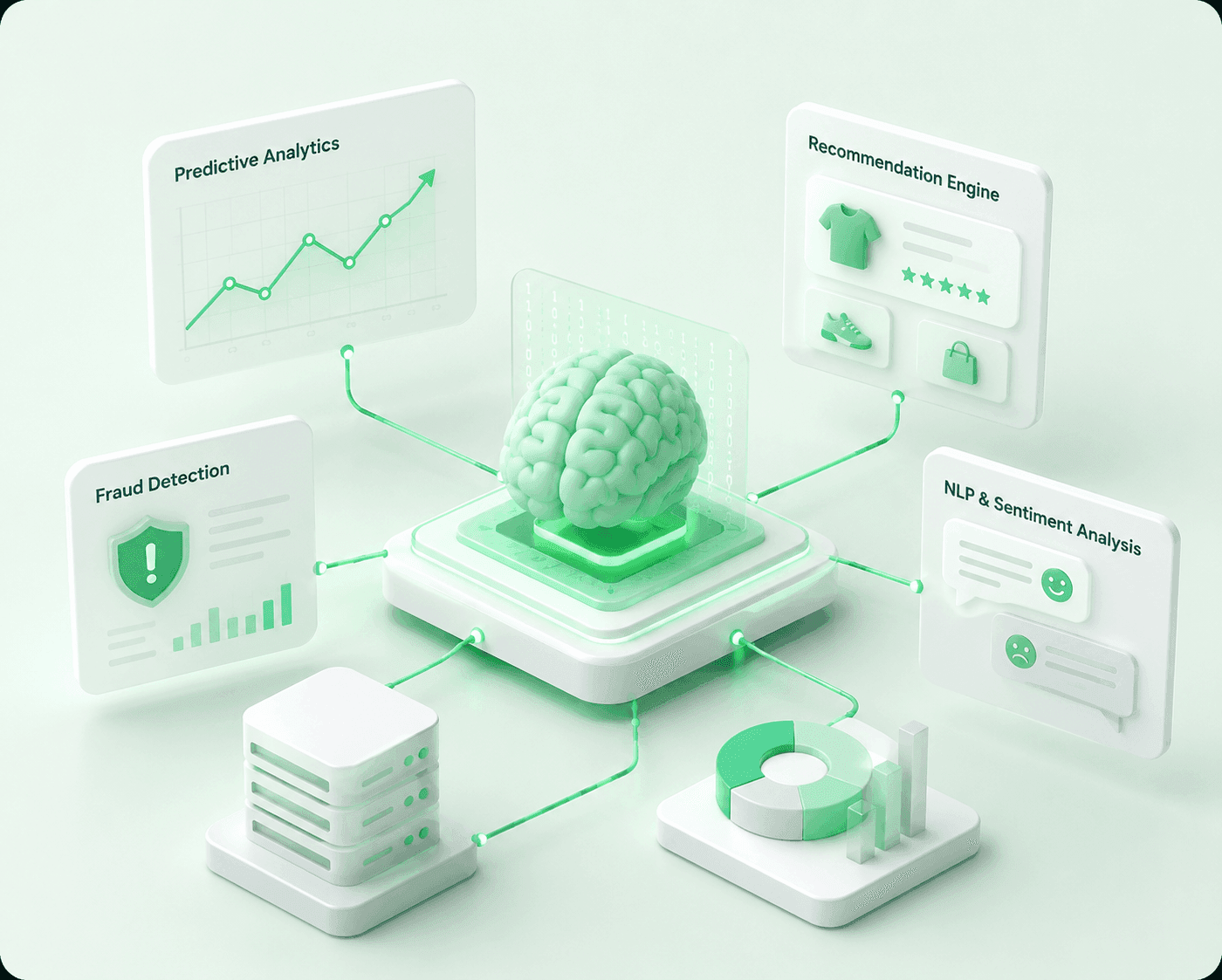 Machine learning solutions analytics illustration
