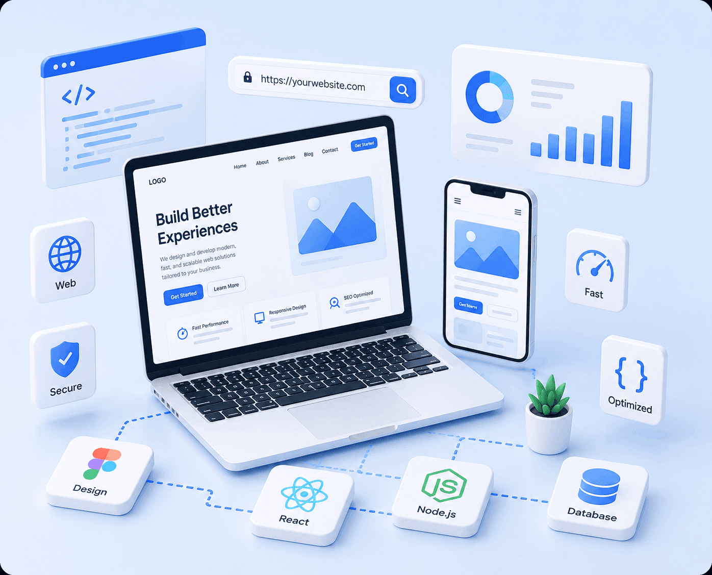 Web development services interface illustration